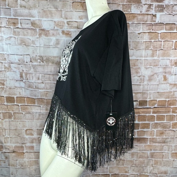 Affliction Womens Crystal Canyon Short Sleeve Fringe T-Shirt - NWT - Size : XL - Picture 6 of 10